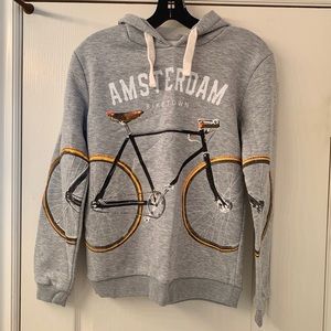 Gender Neutral Amsterdam BikeTown Gray Hoodie
